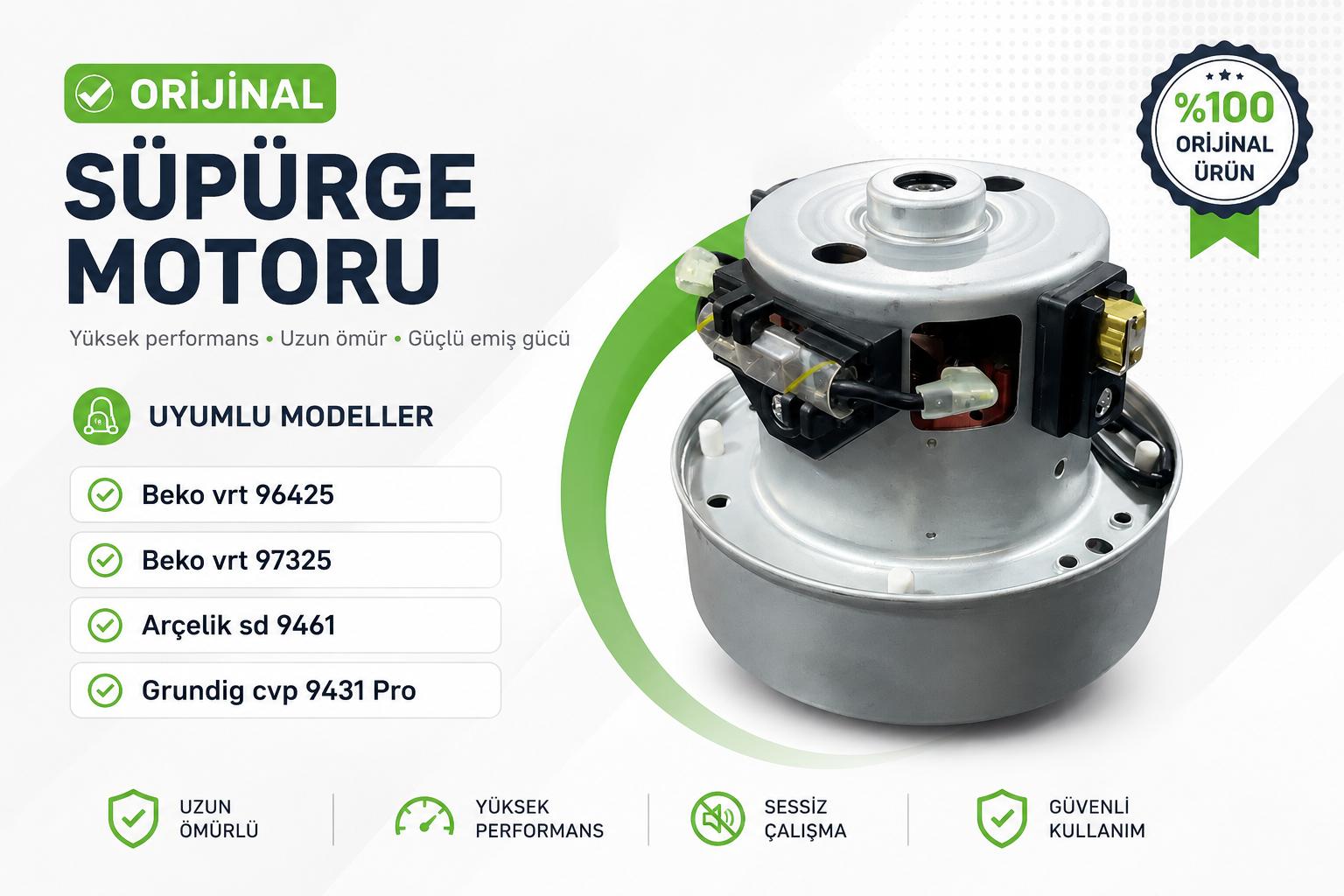 Orjinal Beko VRT 97325 VY Şarjlı Süpürge Toz Boşaltma Motoru